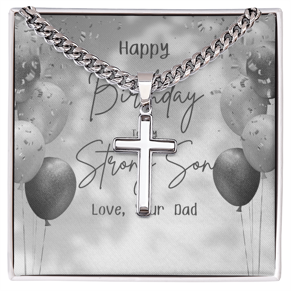 To My Strong Son - By Dad | For Son | Urban Saint Necklace | Birthday Card