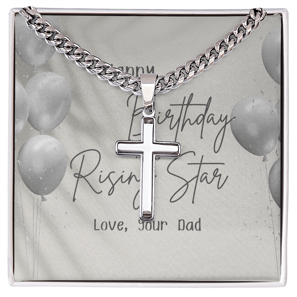 To My Rising Star - By Dad | For Son | Urban Saint Necklace | Birthday Card