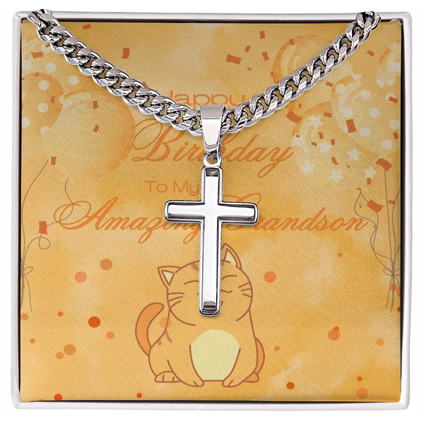To My Amazing Grandson | For Grandson | Urban Saint Necklace | Birthday Card