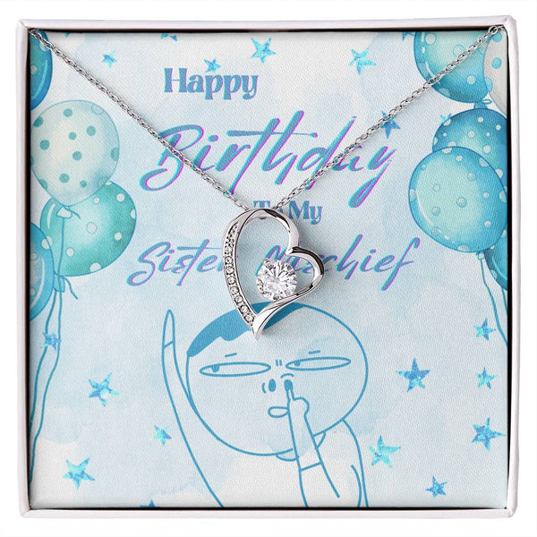 To My Sister Mischief | For Sister | Blush Bloom Necklace | Birthday Card