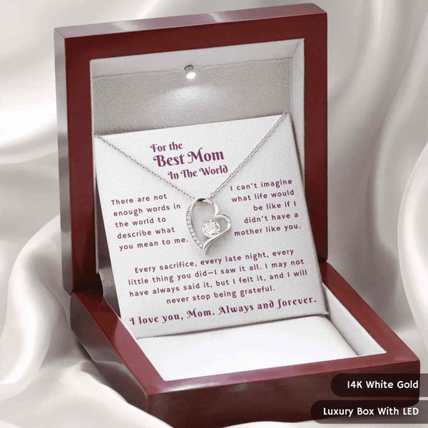 Gift For The Best Mom In The World | Blush Bloom Necklace | Message Card Box