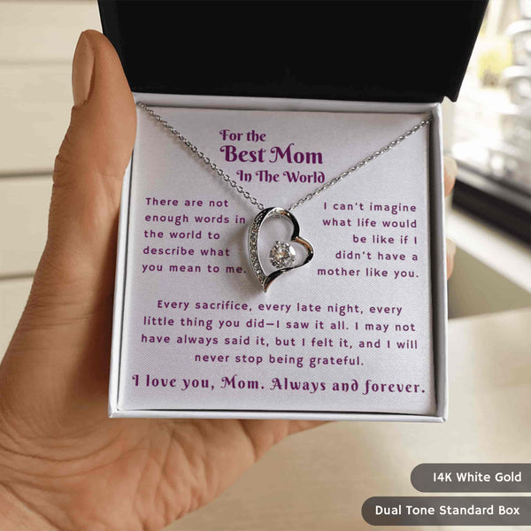 Gift For The Best Mom In The World | Blush Bloom Necklace | Message Card Box