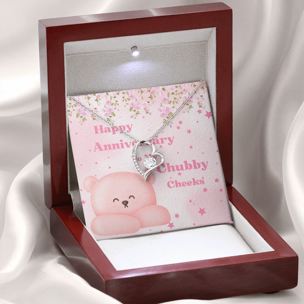 To My Chubby Cheeks | For Wife | Blush Bloom Necklace | Anniversary Card
