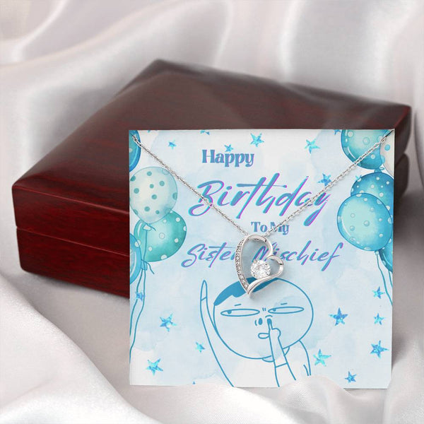 To My Sister Mischief | For Sister | Blush Bloom Necklace | Birthday Card