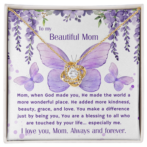 Gift For Mom | To My Beautiful Mom | Queen's Charm Necklace | Message Card