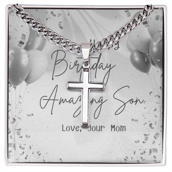 To My Amazing Son - By Mom | For Son | Urban Saint Necklace | Birthday Card