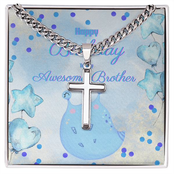 To My Awesome Brother | For Brother | Urban Saint Necklace | Birthday Card