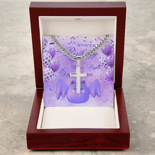 To My Super Duper Grandson | For Grandson | Urban Saint Necklace | Birthday Card