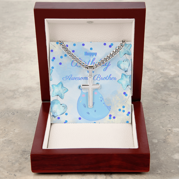 To My Awesome Brother | For Brother | Urban Saint Necklace | Birthday Card