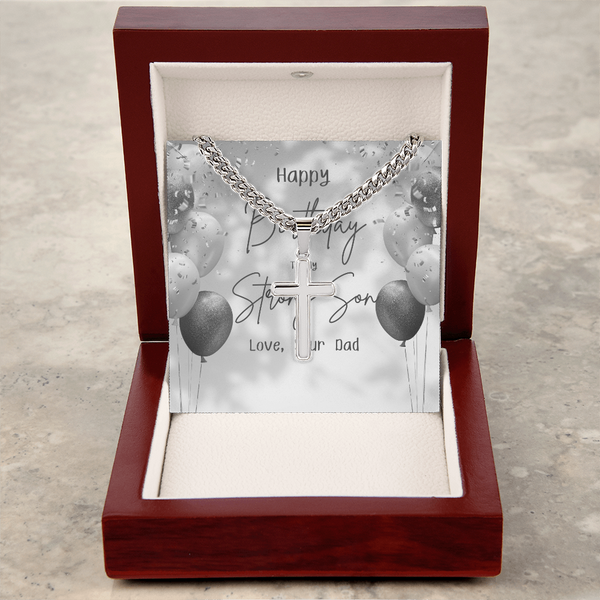To My Strong Son - By Dad | For Son | Urban Saint Necklace | Birthday Card