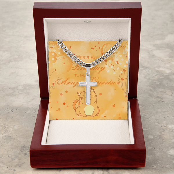 To My Amazing Grandson | For Grandson | Urban Saint Necklace | Birthday Card