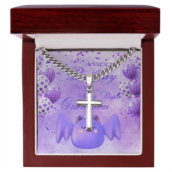 To My Super Duper Grandson | For Grandson | Urban Saint Necklace | Birthday Card