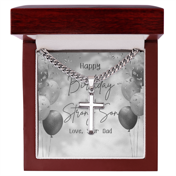 To My Strong Son - By Dad | For Son | Urban Saint Necklace | Birthday Card