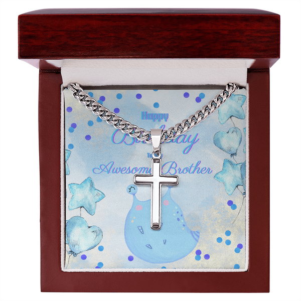 To My Awesome Brother | For Brother | Urban Saint Necklace | Birthday Card