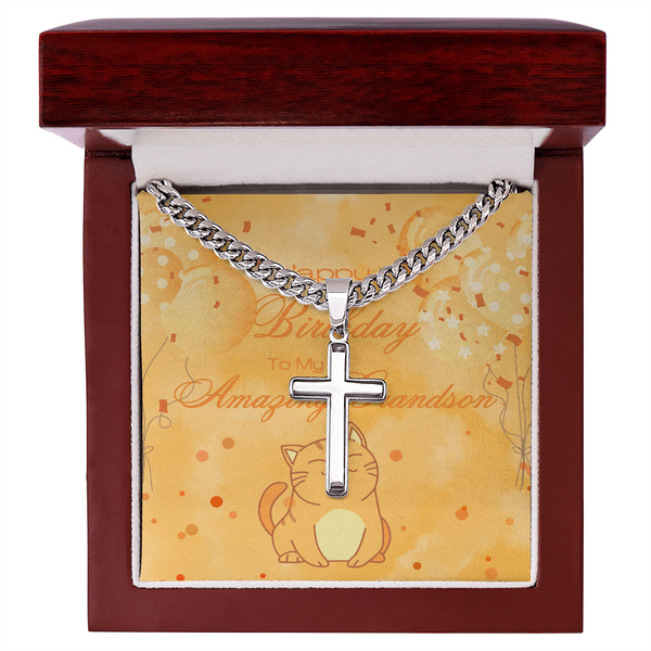 To My Amazing Grandson | For Grandson | Urban Saint Necklace | Birthday Card